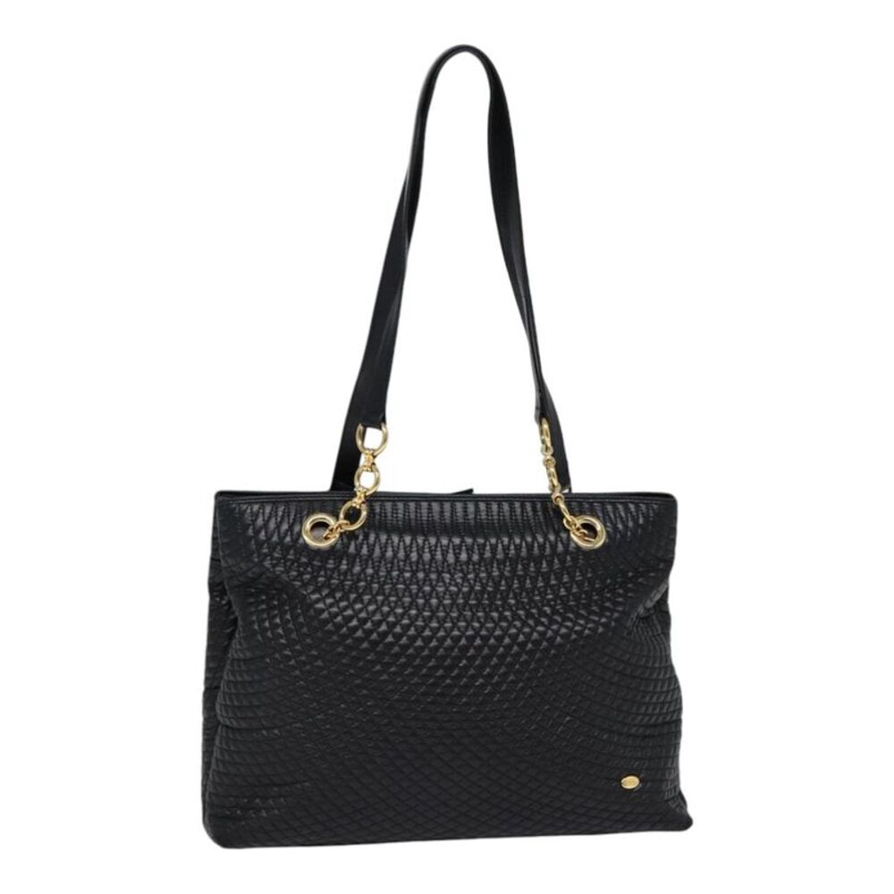 Bally Vintage Quilted Leather Black Leather Tote Bag Bag
